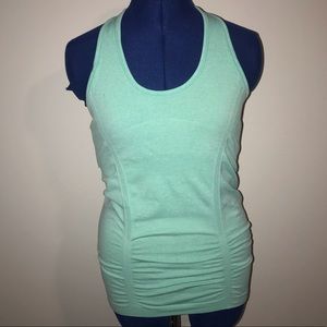 Athleta Heather Mint Green Ruched Racerback Tank